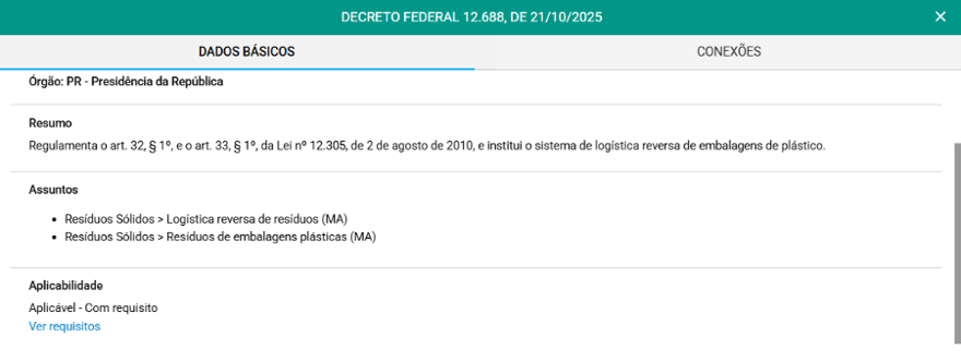 Captura de tela do Sistema Greenlegis Conformidade Legal